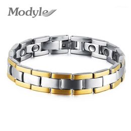 Cuff Whole Modyle Drop- Mens Bio Energy Magnetic Theraphy Bracelet Stainless Steel Chain Link Adjustable Length1229C