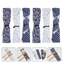 Kitchen Storage 6 Pcs Japanese Cutlery Bag Travel Pouches Chopstick Case Accessories Gift Utensil Wood Portable