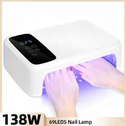 138W LED UV Nail Lamp 69LEDS Professional Powerful Gel Nail Dryer Nail Polish Curing Lamp For All Gel Nail Art Manicure Tools 231227