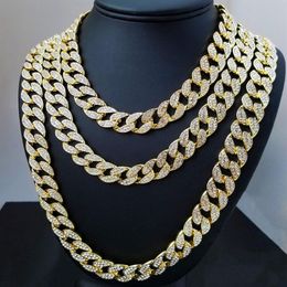 Who 16Inch 18Inch 20Inch 22Inch 24Inch 26Inch 28Inch 30Inch Iced Out Rhinestone Gold Silver Miami Cuban Link Chain Men Hiphop 343H