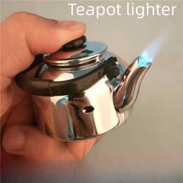 Trick Tea Pot Portable Open Fire Windproof Torch Igniter Butane No Gas Lighter Outdoor Barbecue Trick Kitchen Cigar Gift for Men