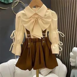 Girls Clothing Sets Autumn Kids Long Sleeve Blouse and Suspender Skirt 2pcs Clothes Suit Children Sweet Outfits 231226