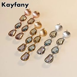 Luxury Brand Jewellery Candy Style Colourful Crystal Drop Earring Wholesale Top Quality 3 Colours Plated Dangle Earrings for Women 231226