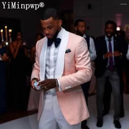 Blazers Men's Suits Pink Wedding For Men Shawl Lapel One Button Groom Blazer Tuxedos Costume Homme Pour Mariage 2 Piece Coat Pant
