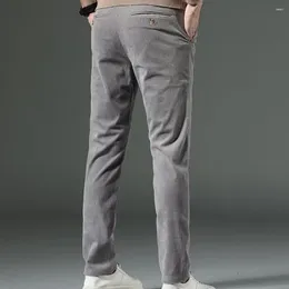Men's Pants Regular Fit Men Thick Warm Windproof Winter With Mid-waist Loose Straight Leg For Fall Solid Colour Casual