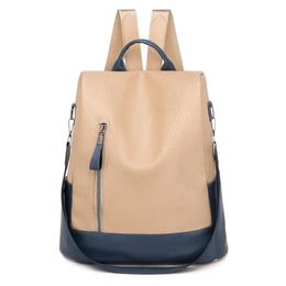 Bags Outdoor Bags Women's Leather Backpack Patchwork School For Teenage Girls Large Capacity Casual Ladies' Laptop Bag Mochilas Sac