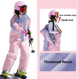 Children Ski Suit Girls Snowboarding Jacket Boys Thickened Warm Kids Ski Set Snow Pants Windproof Waterproof Winter Clothing 231227