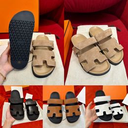 slide designer Slippers Beach Classic Flat Sandals Luxury Summer Lady Leather Flip Flops Top Quality Men Women Slides Size 35-44