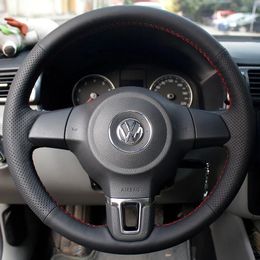 Covers Steering wheel cover Case for Volkswagen VW Golf 6 New Santana Jetta Polo Bora Touran Magotan Genuine leather DIY Car styling