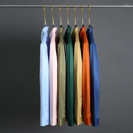 Men's Dress Shirts 6XL Spring Autumn Button Men Elastic Silk Long Sleeve White Shirt Non Iron Solid Color Formal Casual Breathable Tops