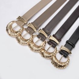 Minimalist belt needle buckle cowhide wide belt women leather leather belt fashionable autumn and winter windbreaker belt