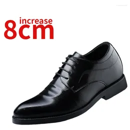 Dress Shoes Invisible Heightening Shoe Wedding Derby For Men 6cm 8cm Genuine Leather Breathable Business Comfortable Men's