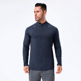 LU Men's New Sports Small Neck Half Zipper Long sleeved Top Outdoor Running Fitness Quick Drying Clothes in Stock