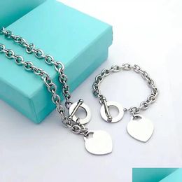 Necklaces Pendant Necklaces Sell Birthday Christmas Gift 925 Sier Love Necklace Bracelet Set Wedding Statement Jewellery Heart Bangle Sets 2 I