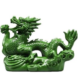 4 inches Wooden Chinese Feng Shui Dragon Statue for Office Home Tabletop Decor Fortune 2024 Year Decoration Ornaments 231226