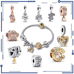 925 Silver New Claw Print Star Belongs To Scattered Bead Robot Star River Rose Gold Cat Charm PAN Bracelet DIY Pendant Free Shipping