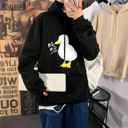 Men's Hoodies Men With Hat Cartoon Printed Chic Loose Casual All-match Ulzzang Simple Streetwear Sweatshirts Handsome Thickening