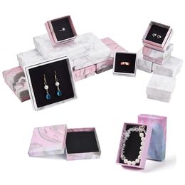 Cardboard Jewelry Box Gift Cardboard Boxes for Ring Necklace Earring Jewelry Gifts Packaging with Black Sponge Inside 18pc/24pc 231227