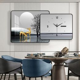 Wall Clocks Now Light Luxury Clock Living Room Household Fashion Decorative Painting Perpetual Calendar Electronic