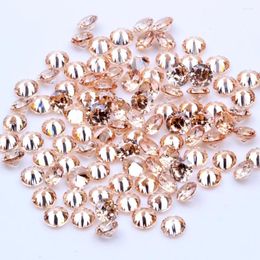 Nail Art Decorations 1000pcs 1.0mm-4.0mm CZ Stone Round Cut Beads Champagne Colour Cubic Zirconia Synthetic Gems For Jewellery