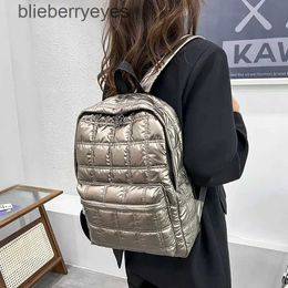 Backpack Style 2023 Winter Ultra Light Space Down Women's Quilted Plaid Female School Backpacks Bags for Women Girlsblieberryeyes