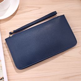 DHL 50pcs Women PU Brief Plain Double Layer Large Capacity Phone Coin Purses 6colors