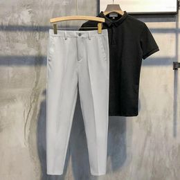 Men's Pants Spring Summer Ankle Length Men Slim Work Jogging Social Formal Suit Trousers Male Brand Khaki Black Korea Plus Size 40 42