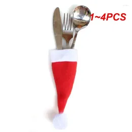 Dinnerware Sets 1-4PCS Christmas Decoration Tableware Holder Bag Home Kitchen Decor Ornament Hat Fork Knife Cutlery Navidad
