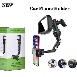 2024 Car Phone Holder Universal Adjustable 360-degree Rotation Clip Rearview Mirror First-person View Video Shooting Driving in stock