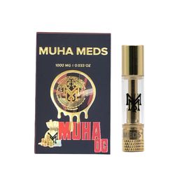 Muha Meds Carts Vape Cartridge Empty 0.8ml Ceramic Coil Atomizer 510 Thread Tank Vaporizer Packaging 10 Strains