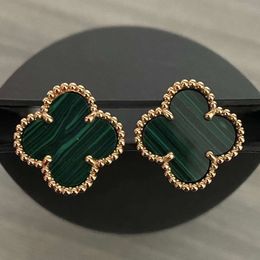 2023 Stud Designer Clover Studs Earring Vintage Four Leaf Clover Charm Stud Earrings Back Mother-of-Pearl Stainless Steel Gold Studs Agate For Women Wedding Earings