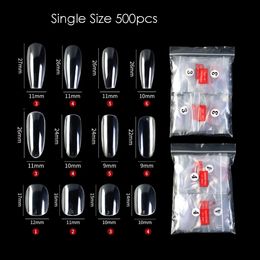 500pcs/pack Practise False Nails Single Size 3 4 5 6 Clear Natural Colour Fake Nail Water Drop Nail Tips 231227