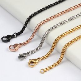 Whole Square Rolo 2 5mm 18-32 inches Silver Rose Gold Gold Black Stainless Steel Chain Necklace Jewelry237F