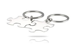 100 Stainless Steel Jigsaw Puzzle Keychain Blank For Engrave Metal Key Chain Mirror Polished Whole 10pair7626792