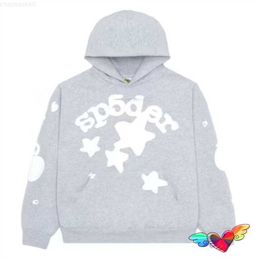 Men's Hoodies Sweatshirts Grey Sp5der Men Women White Foam Graphic Young Thug Spider Hip Hop 555555 Sweatshirt World Wide Pullover PXYS