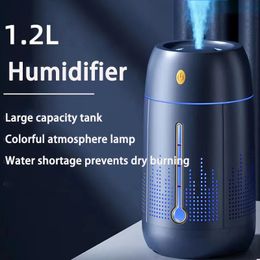 1.2L Large capacity Humidifier For Home USB Ultrasonic Aroma Diffuser Cool Mist Maker Quiet Diffuser Machine for Home Office 231226