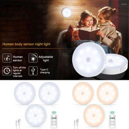 Wall Lamp Led Lights Cabinet Wireless Rechargeable Closet Dimmable Motion Sensor Remote Controlled Lamps For Cabinets