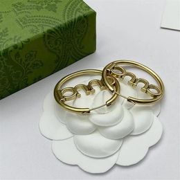 2023 Large hoop earrings brand designer classic 18K gold-plated brass material letter earrings pendant earring ladies fashion simp247a