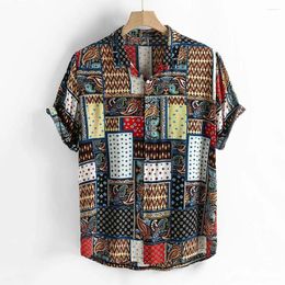 Men's Casual Shirts Shirt Short Sleeve Ethnic Style Printed Folk Pattern Floral Summer Hawaiian Holiday Tops