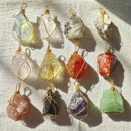 Pendant Necklaces 1Pc Healing Crystal Dangle Necklace Natural Raw Stone Hanging Charm Pendants Gemstone Jewelry Making Accessories