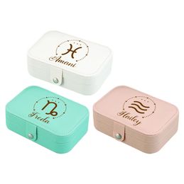 Custom Jewellery Box with Initial and Name Travel Case Organiser Bridesmaid Gifts for Women Rectangular-Zodiac Sign 231227