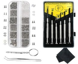 Eyeglasses Repair Kit1100Pcs Small Screws and 10 Nose Pads Set with 6 Pcs Screwdrivers Tweezers for Glasses Sunglasses Eye Glas4223270