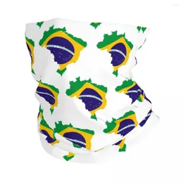 Berets Brazil Map Flag Bandana Neck Gaiter For Hiking Running Women Men Wrap Scarf Brazilian Patriotic Headband Warmer