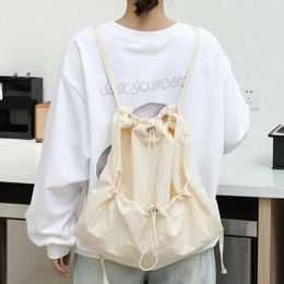 School Bags Outdoor Casual Drawstring Backpacks Korean Style Large Capacity Light Soft Nylon Bag Niche Design Tote