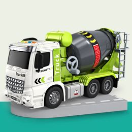 Children's Scale Cement Concrete Mixer Truck Toy Alloy Agitating Lorry Light Music Storey Trucks Models Collection Kids Toys 231227