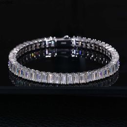 Pass Diamond Tester 5mm*3mm 26ct Baguette Moissanite Tennis Bracelet 925 Sterling Silver Fine Jewellery Eternity Bracelet Women