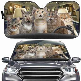 Sunshade YOSA Car Sun Shade Windshield Bengal Cat Driver Shocked Funny Cat Car Front Window Sunshades Cover Keep Vehicle Cool UV Sun He