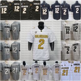 Colorado Buffaloes 21 Shilo Sanders Football Jersey College Travis Hunter Shedeur Sanders Mens Stitched Jerseys New Grey Black White PAC