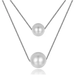 Chains UFOORO Double Shell Pearl Necklace Jewelry S925 Sterling Silver Accessories For Women's Wedding Festival Party Gifts