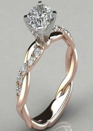 European and American alloy ring 18k rose gold plating twotone princess diamond ring3843689